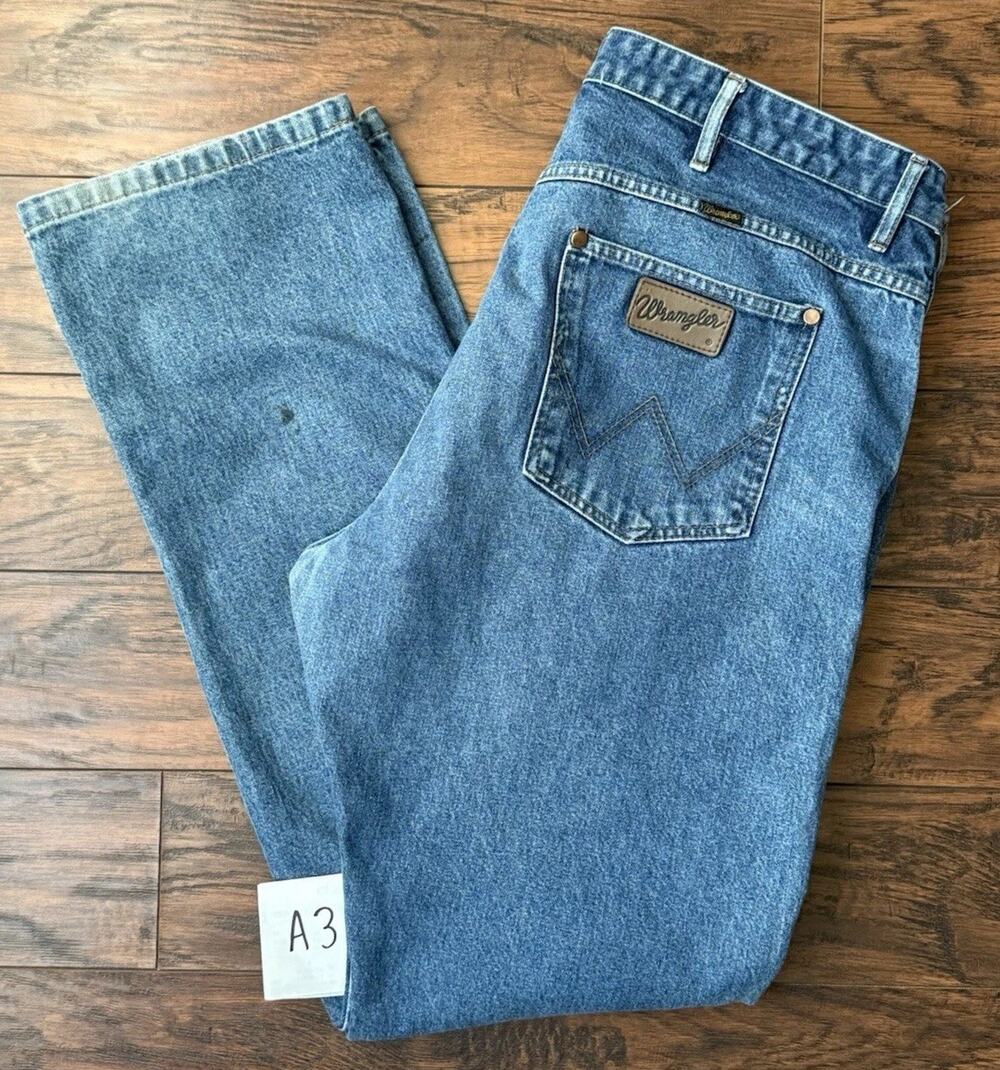 Rare Wrangler Made in Brazil Jeans 100% Cotton Leather Patch 40x36 Tagged 38